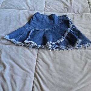 Denim Frayed Hem Skirt by Sparkle In Pink.  Size XL (6T)